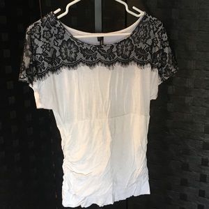 White w/ Black Lace Blouse
